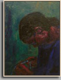 PORTRAIT OF G. (BLUE BEADS)   2006   acrylic/canvas   24" x 18"